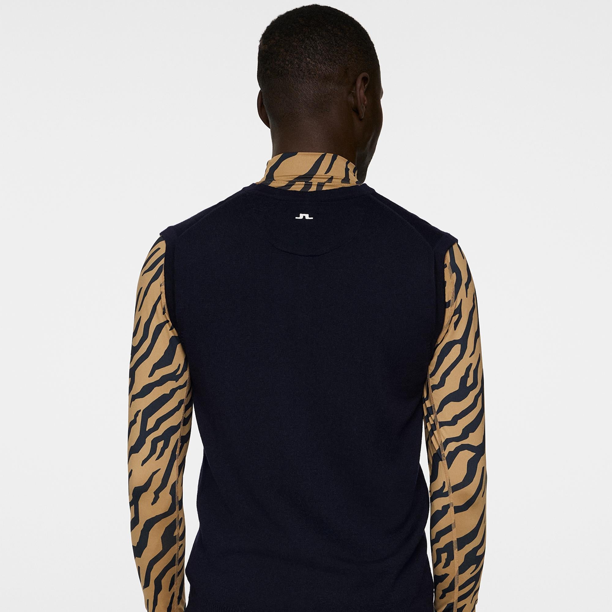 J Lindeberg Liam Knitted Mens Tour Merino Golf Vest Navy